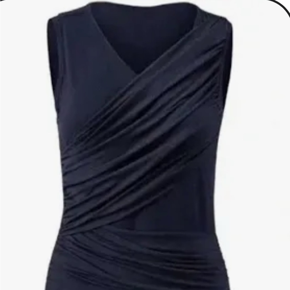 CAbi Midnight Blue Double Drape Sleeveless Top-Size M